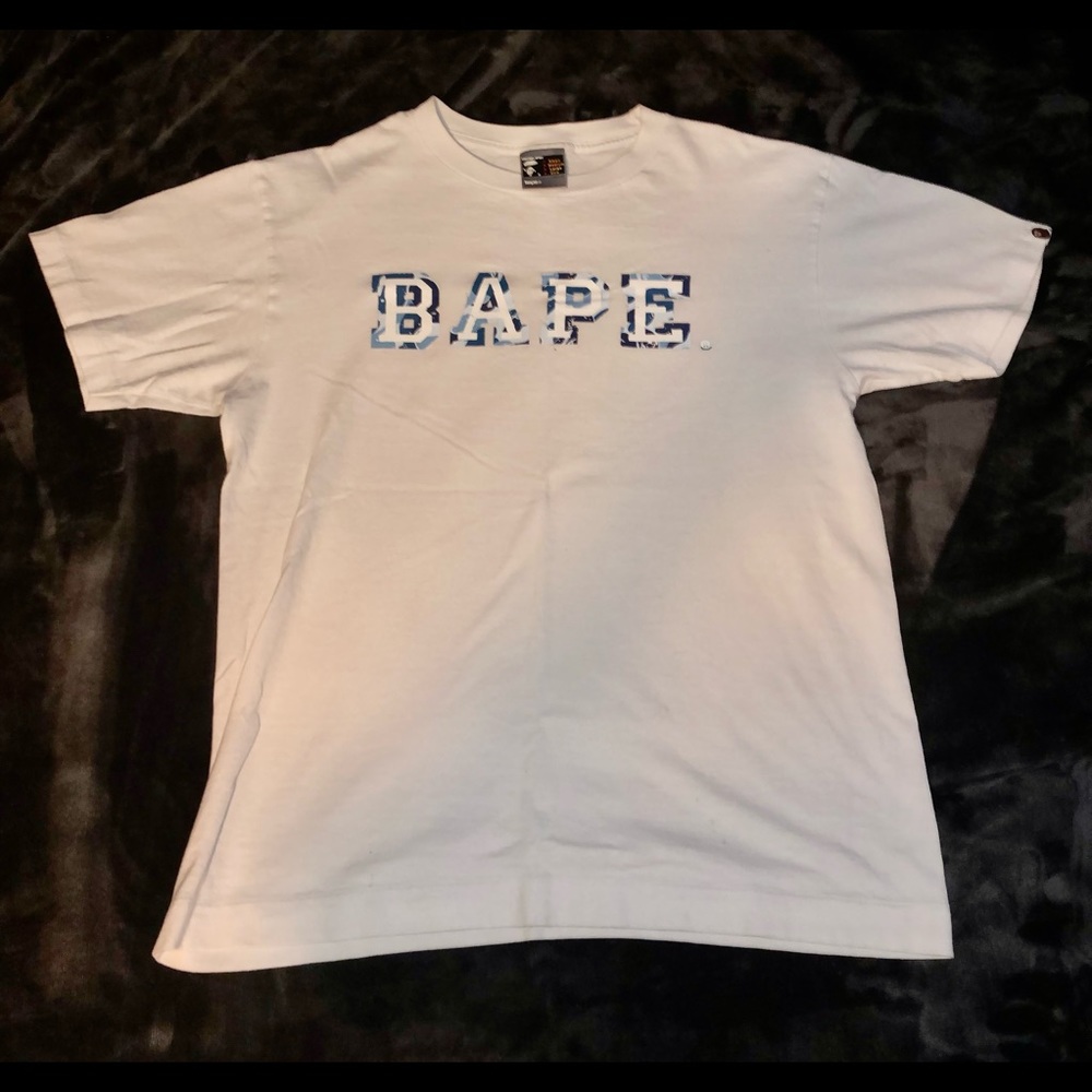 Bape White (Blue Camo) T-Shirt Size. Large